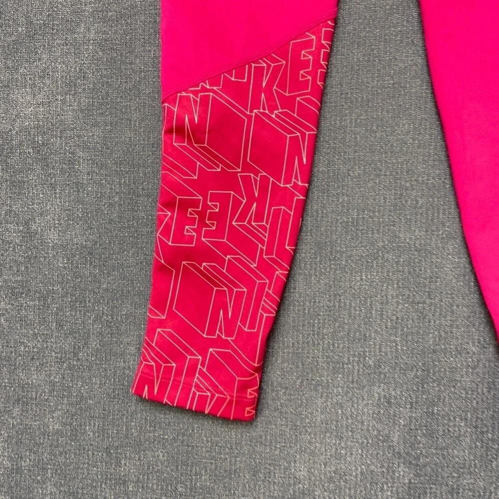 Nike Trophy Training Leggings Girls 20 Pink Graphic Logo Print Yoga Performance